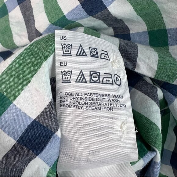 Tommy Hilfiger button up tshirt collared Men's Green and Blue Checkered Shirt - Picture 11 of 12